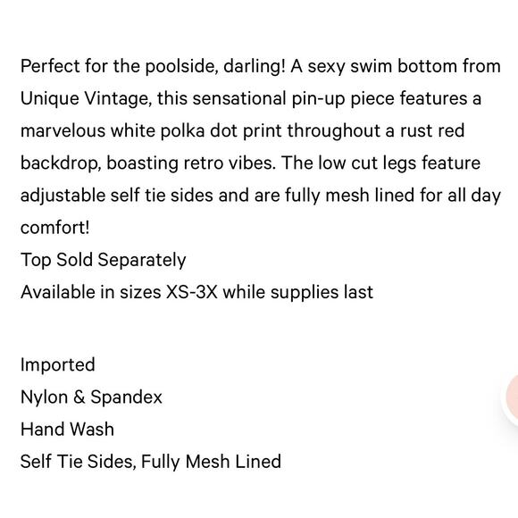 Unique Vintage 1970’s Rust and White Dot Bikini Top 1X 16 NWOT - Picture 5 of 7